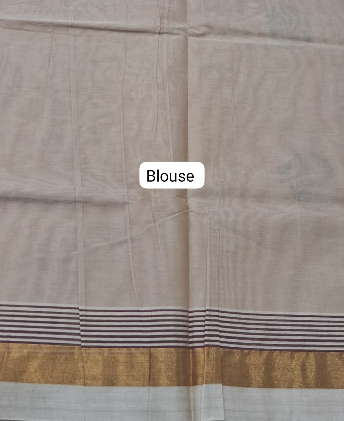 Beige Kanchi Cotton Saree blouse