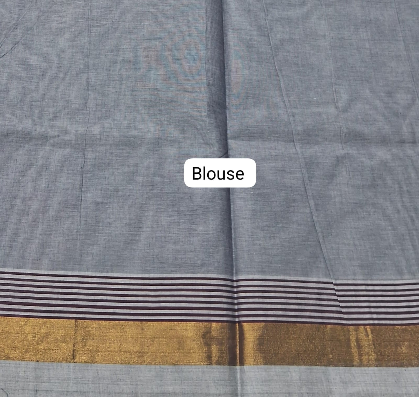 Elephant Grey Kanchi Cotton Saree blouse