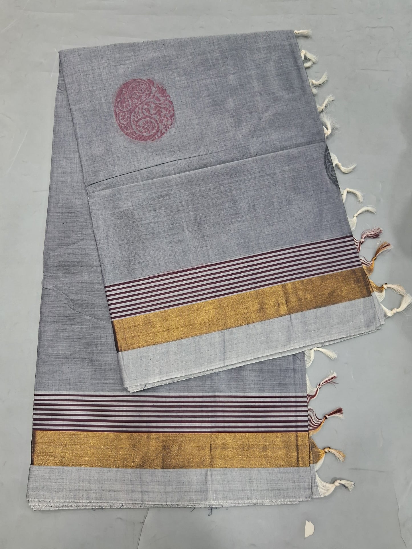 Elephant Grey Kanchi Cotton Saree