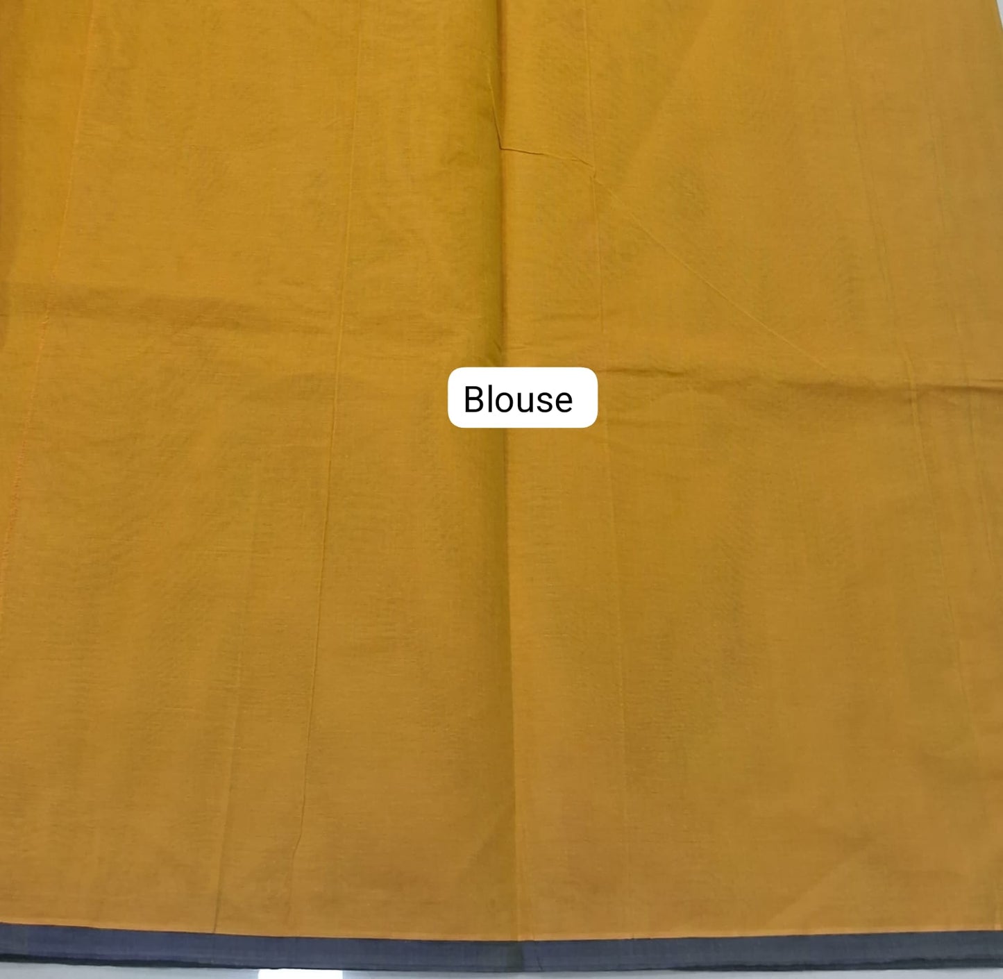 Mango Yellow Kanchi Cotton Saree blouse