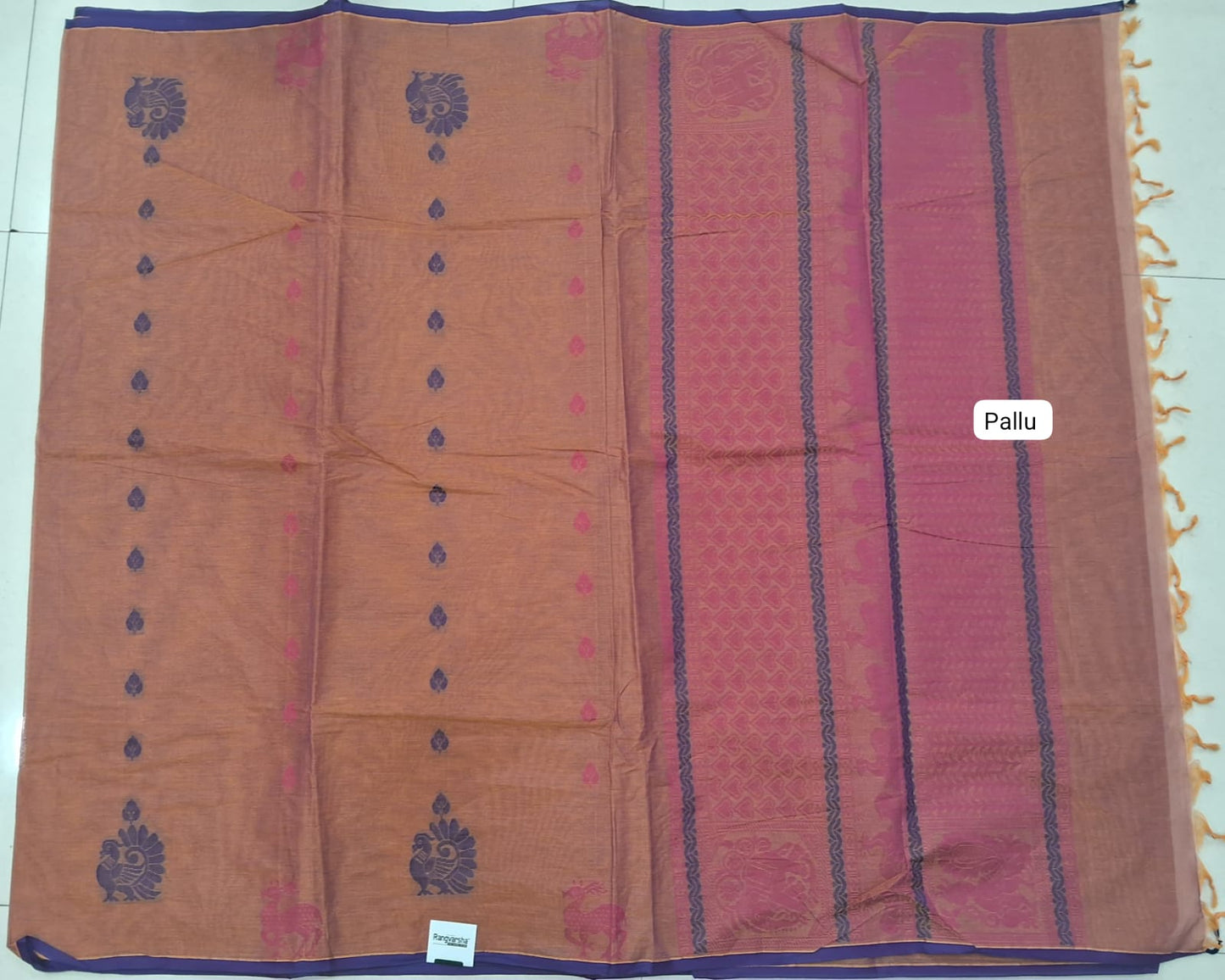 Golden Yellow Kanchi Cotton Saree pallu