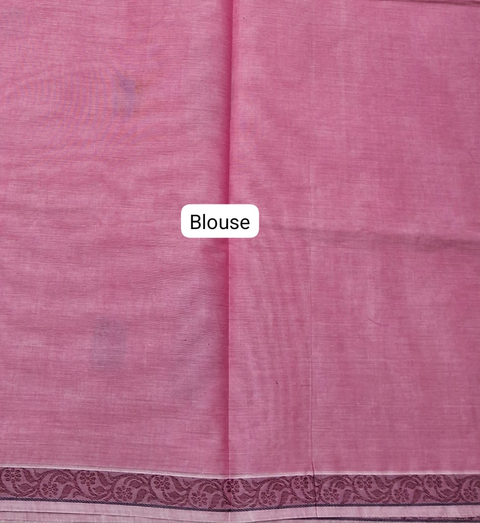 Pink Korvai Kanchi Cotton Saree Blouse
