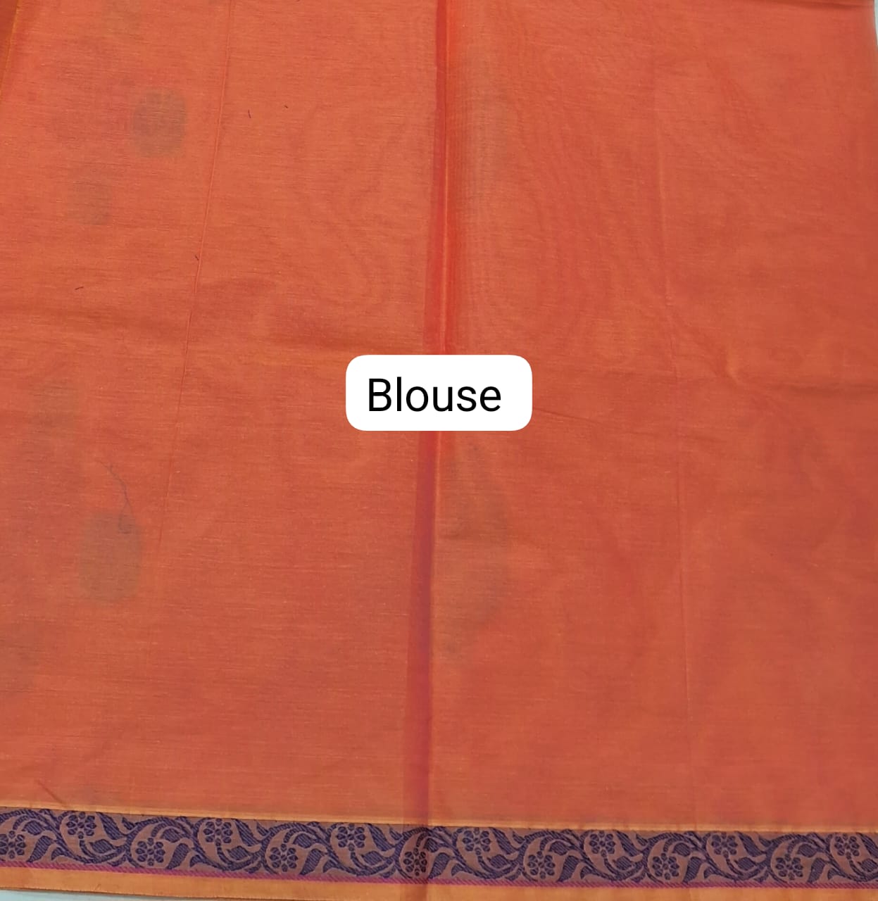 Dark Orange Korvai Kanchi Cotton Saree Blouse