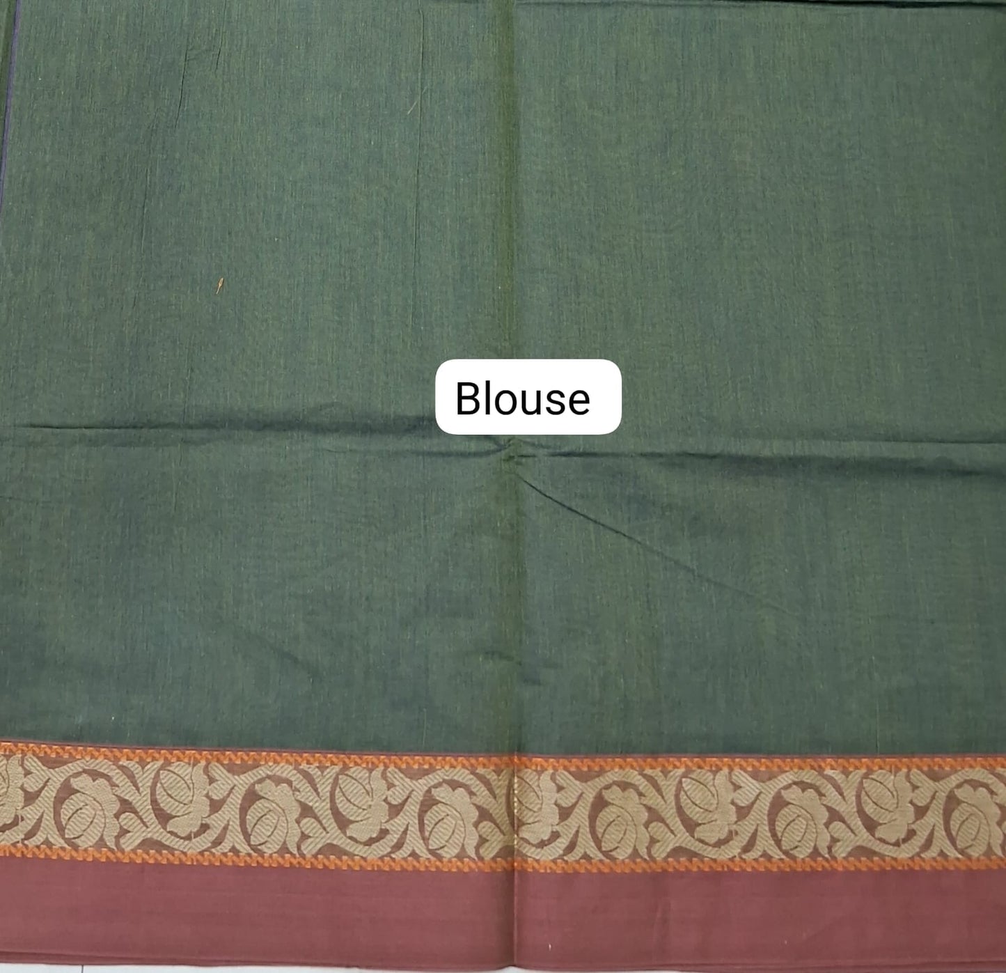 Army Green Korvai Kanchi Cotton Saree Blouse