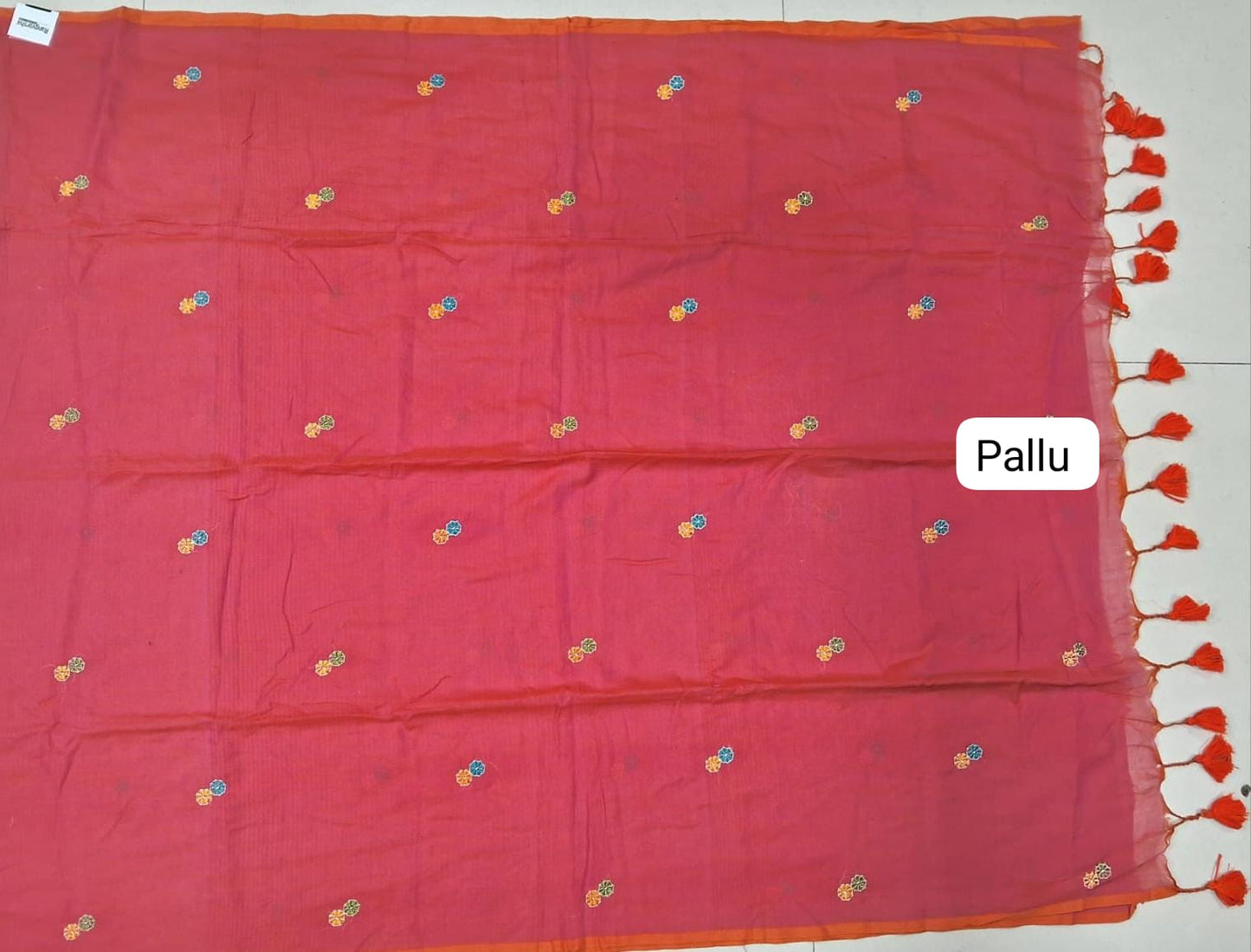 Reddish Pink Khadhi Mulmul Saree pallu