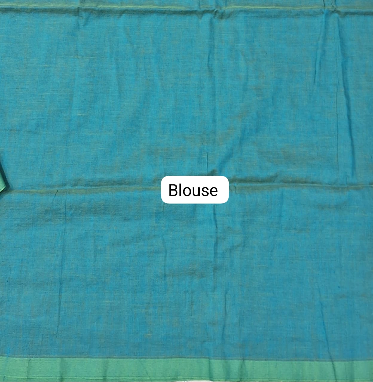Teal Blue Khadhi Cotton Saree blouse