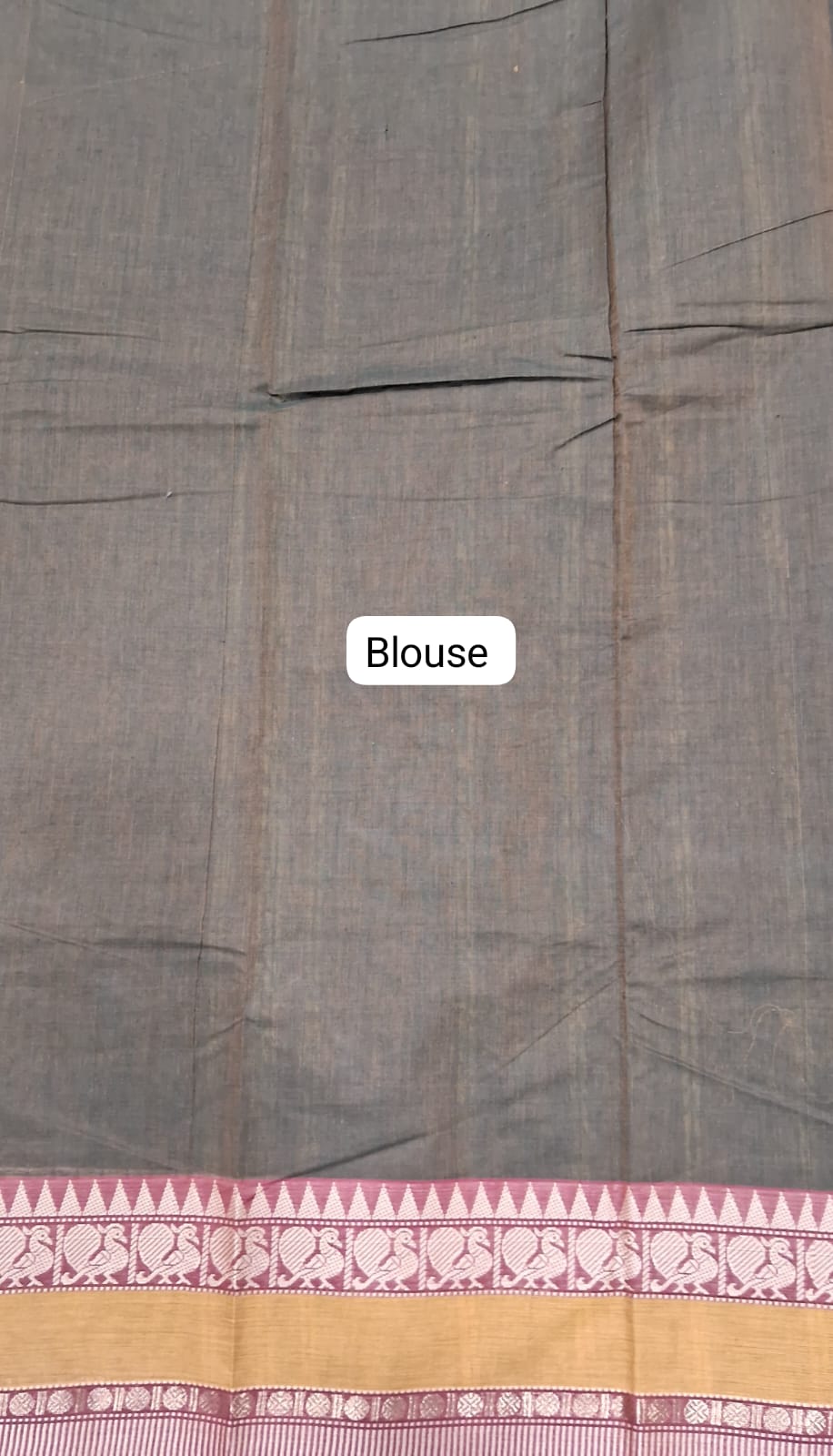 Dark Walnut Brown Kanchi Cotton Saree blouse