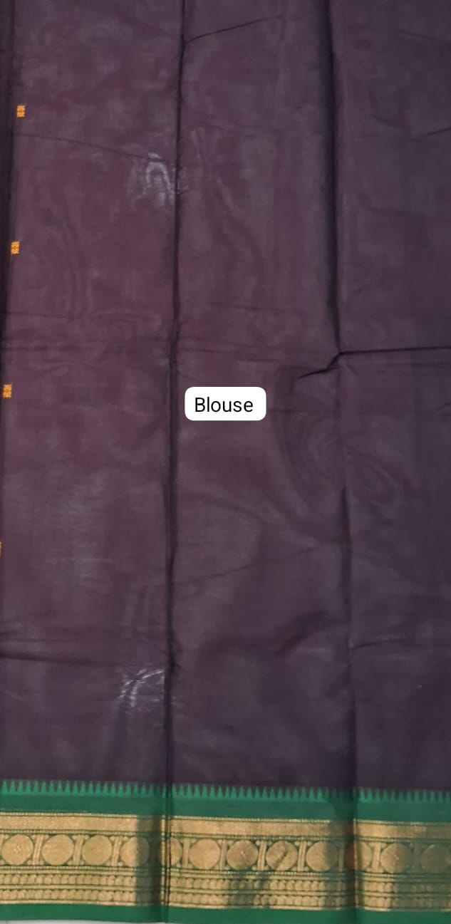 Walnut Brown Kanchi Cotton Saree Blouse