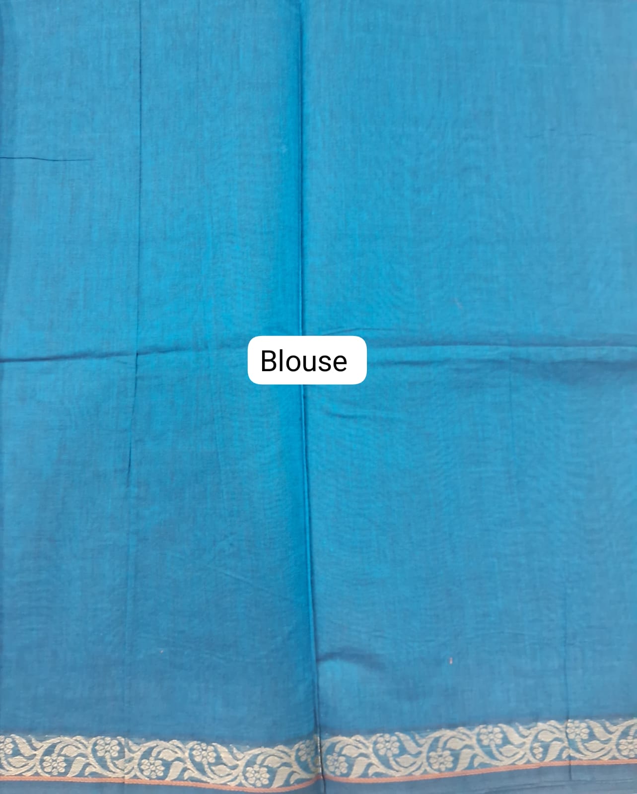 Teal Blue Korvai Kanchi cotton saree Blouse