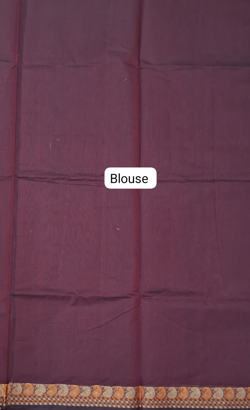Maroon Korvai Kanchi Cotton Saree Blouse