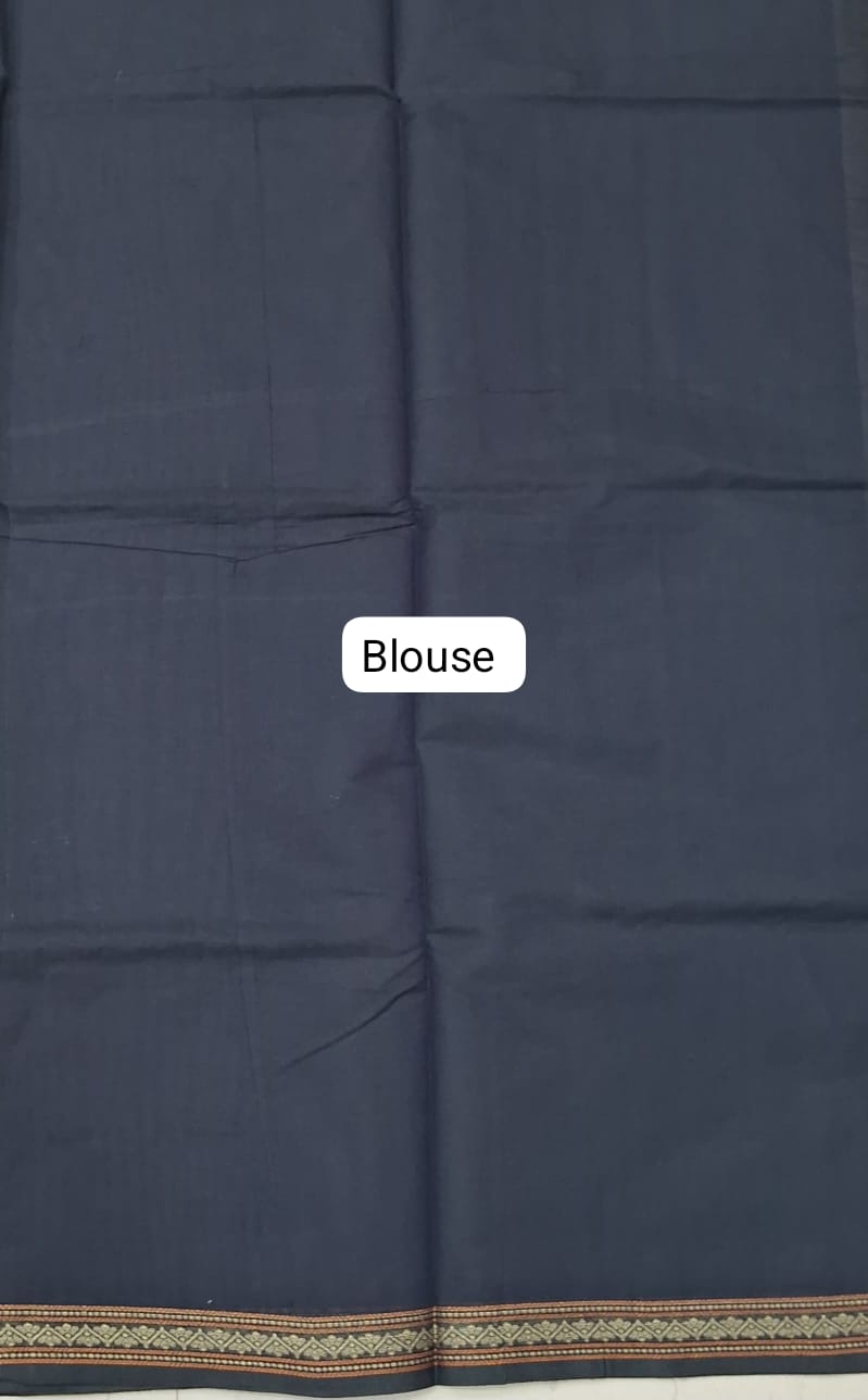 Deep Blue Korvai Kanchi Cotton Saree Blouse