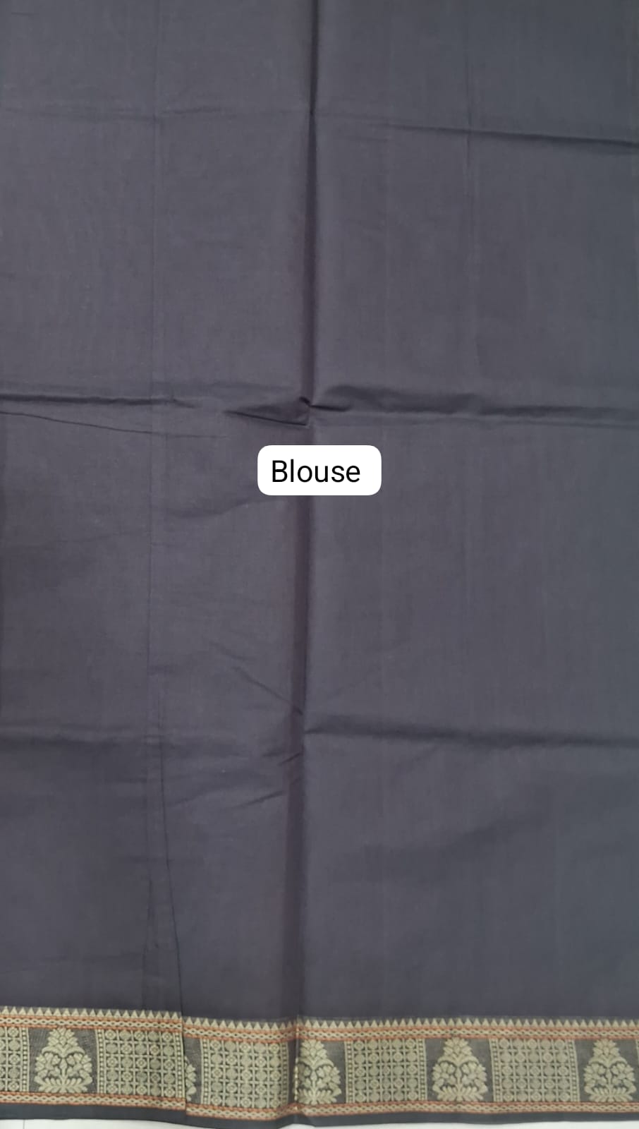 Dark Chocolate Brown Korvai Kanchi Cotton Saree Blouse