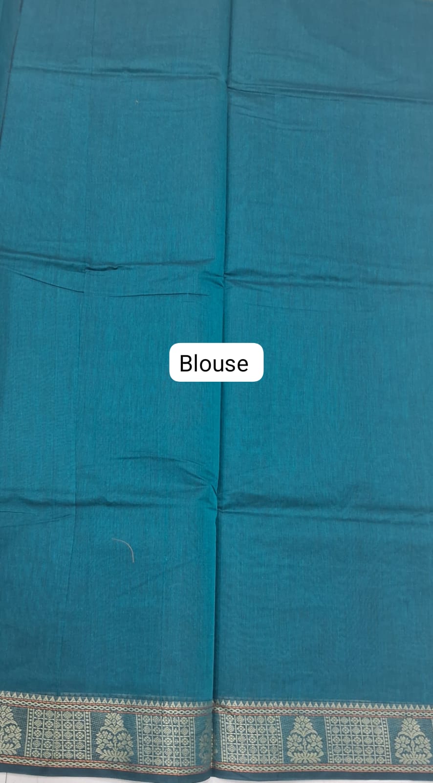 Teal Blue Korvai Kanchi Cotton Saree blouse
