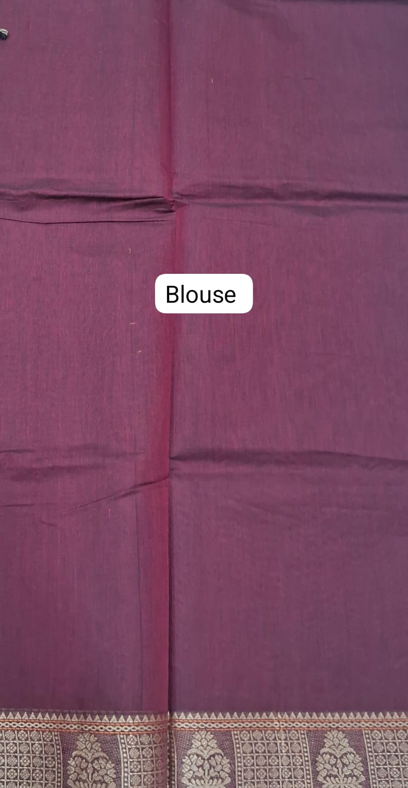 Maroon Korvai Kanchi Cotton Saree Blouse