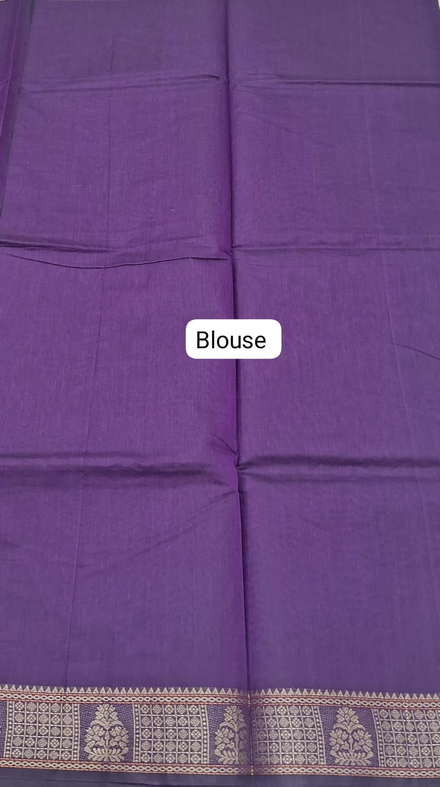 Wine Korvai Kanchi Cotton Saree Blouse