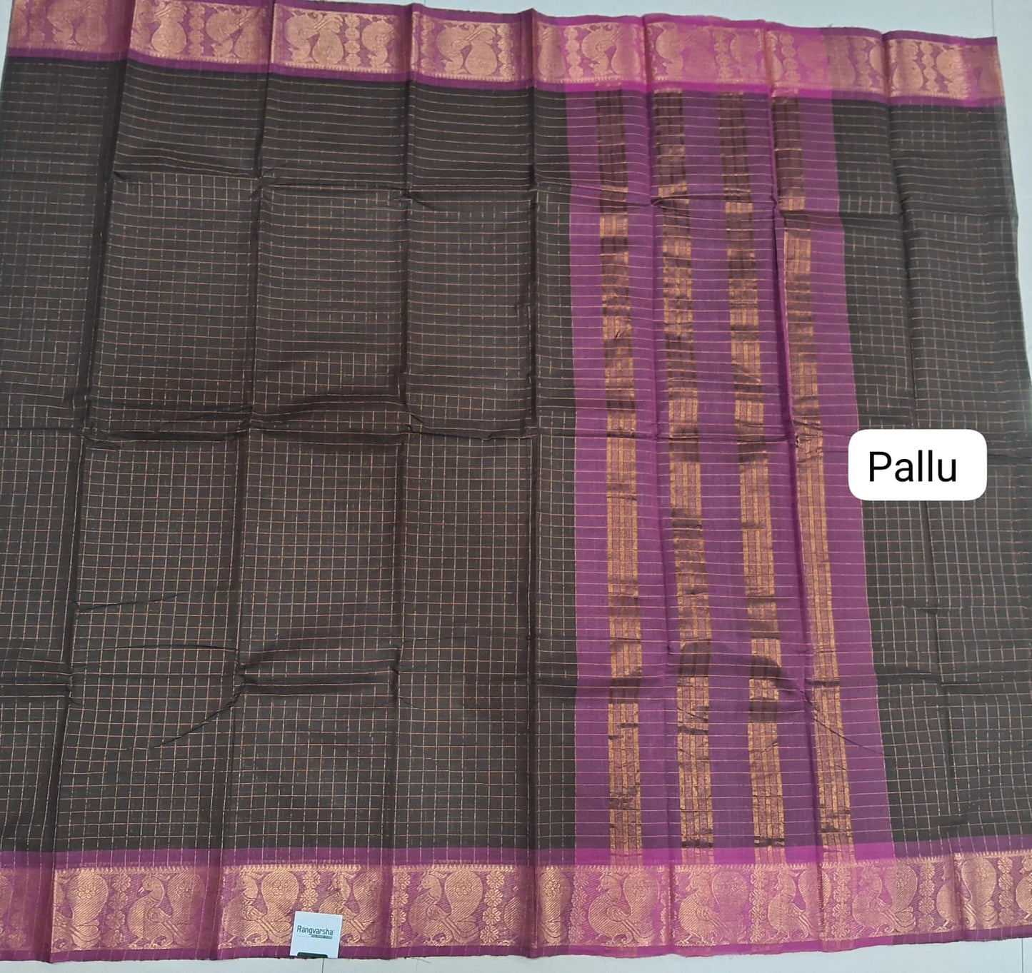 Walnut Brown Kanchi Cotton Saree pallu