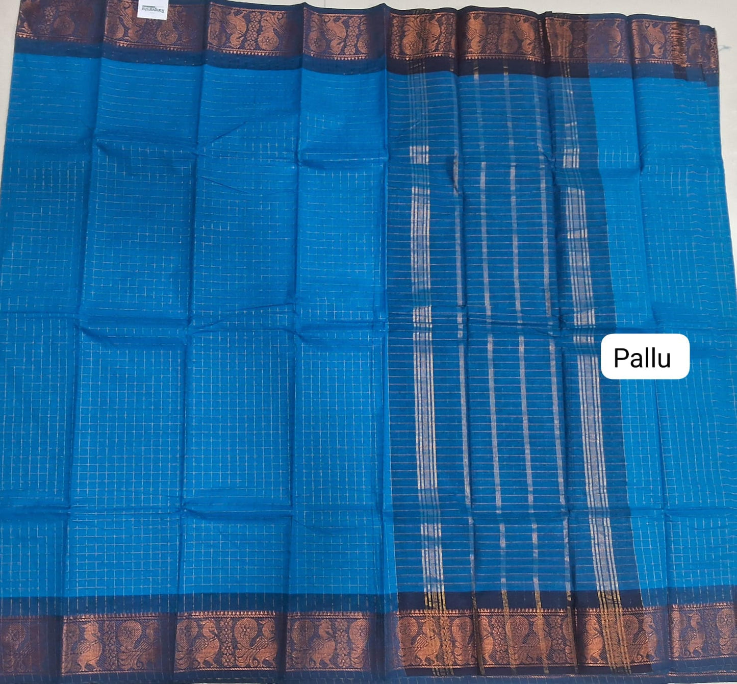 Sky Blue Kanchi Cotton Saree pallu