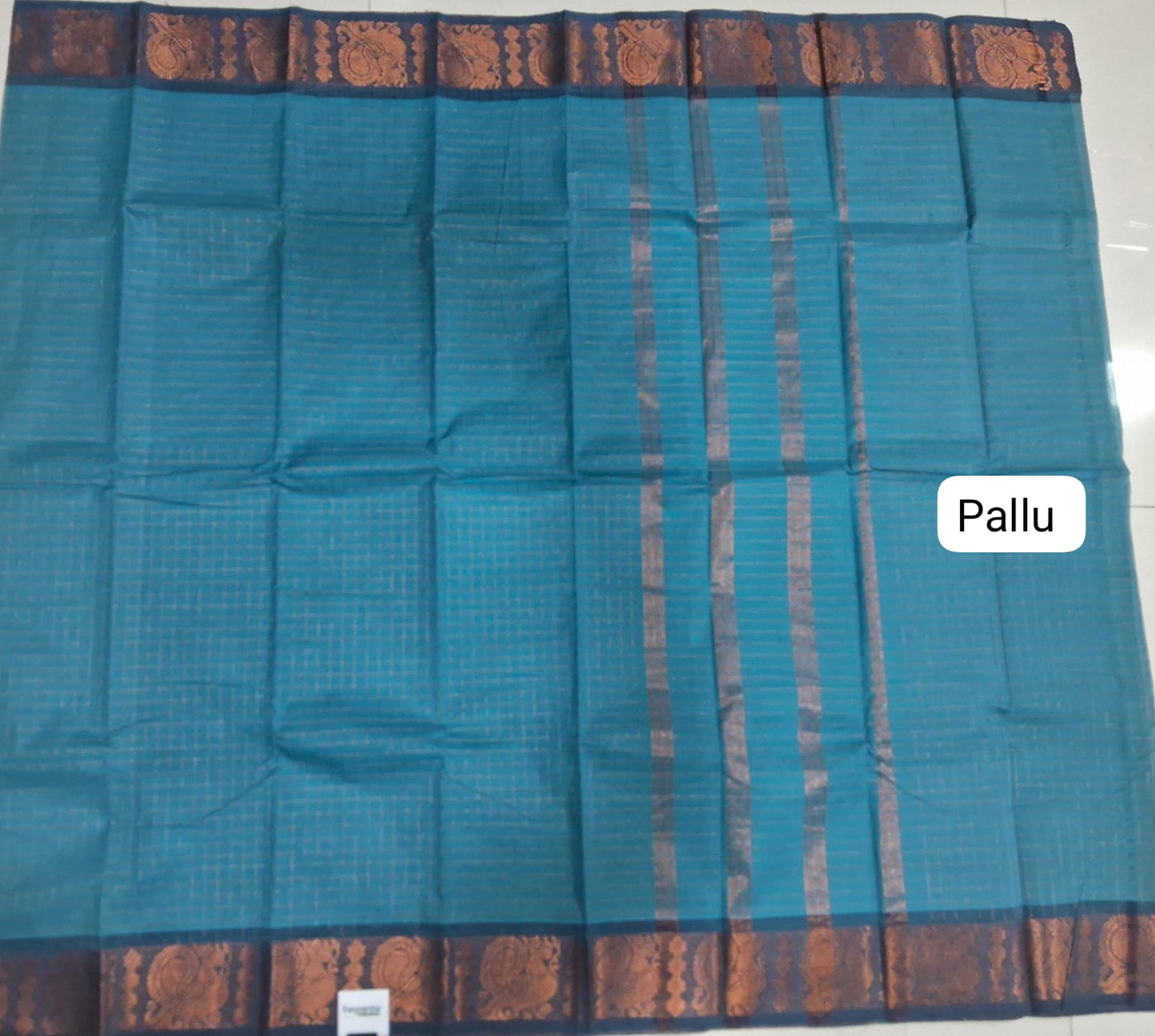 Baby Blue Kanchi Cotton Saree pallu