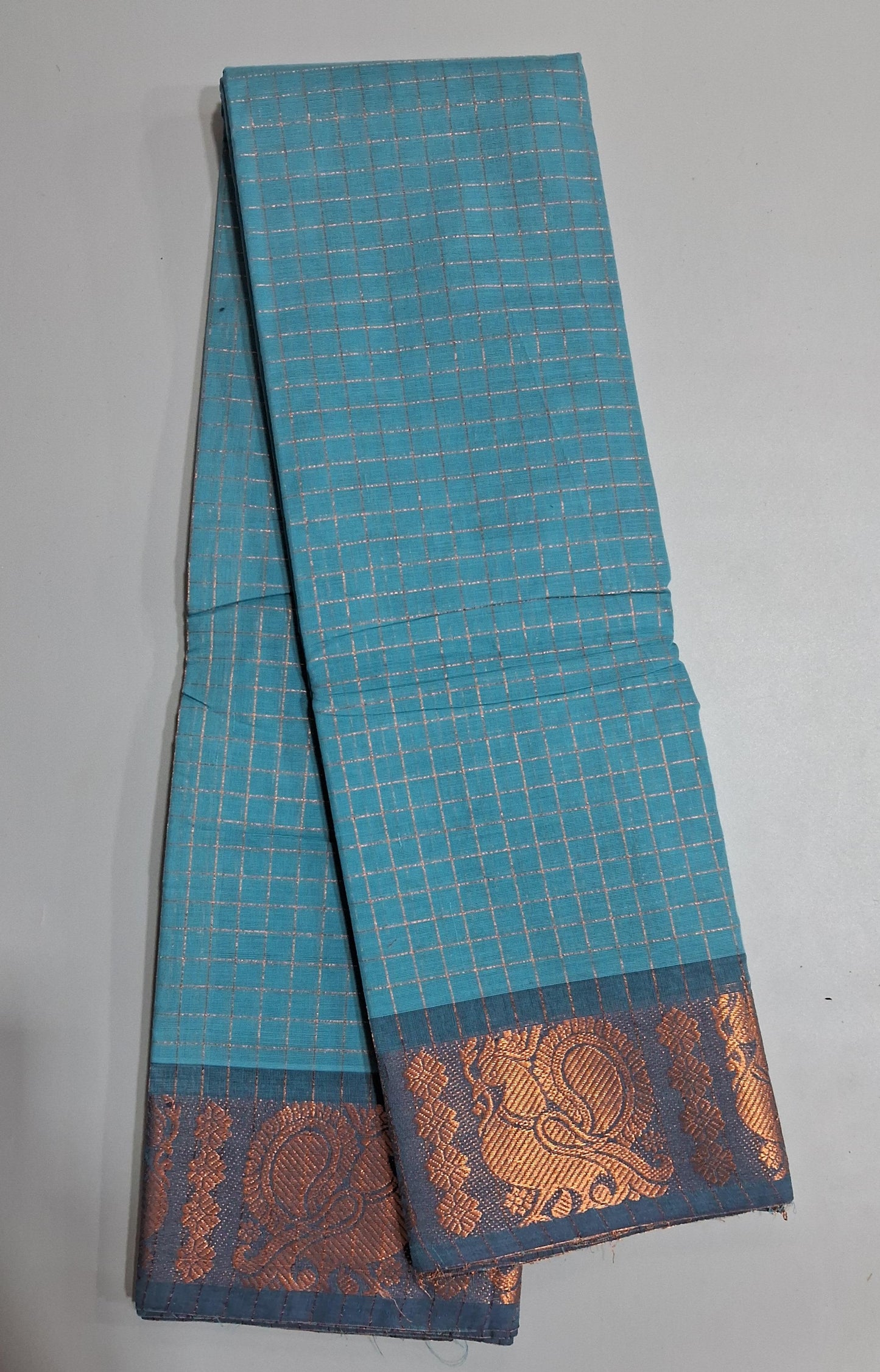 Baby Blue Kanchi Cotton Saree