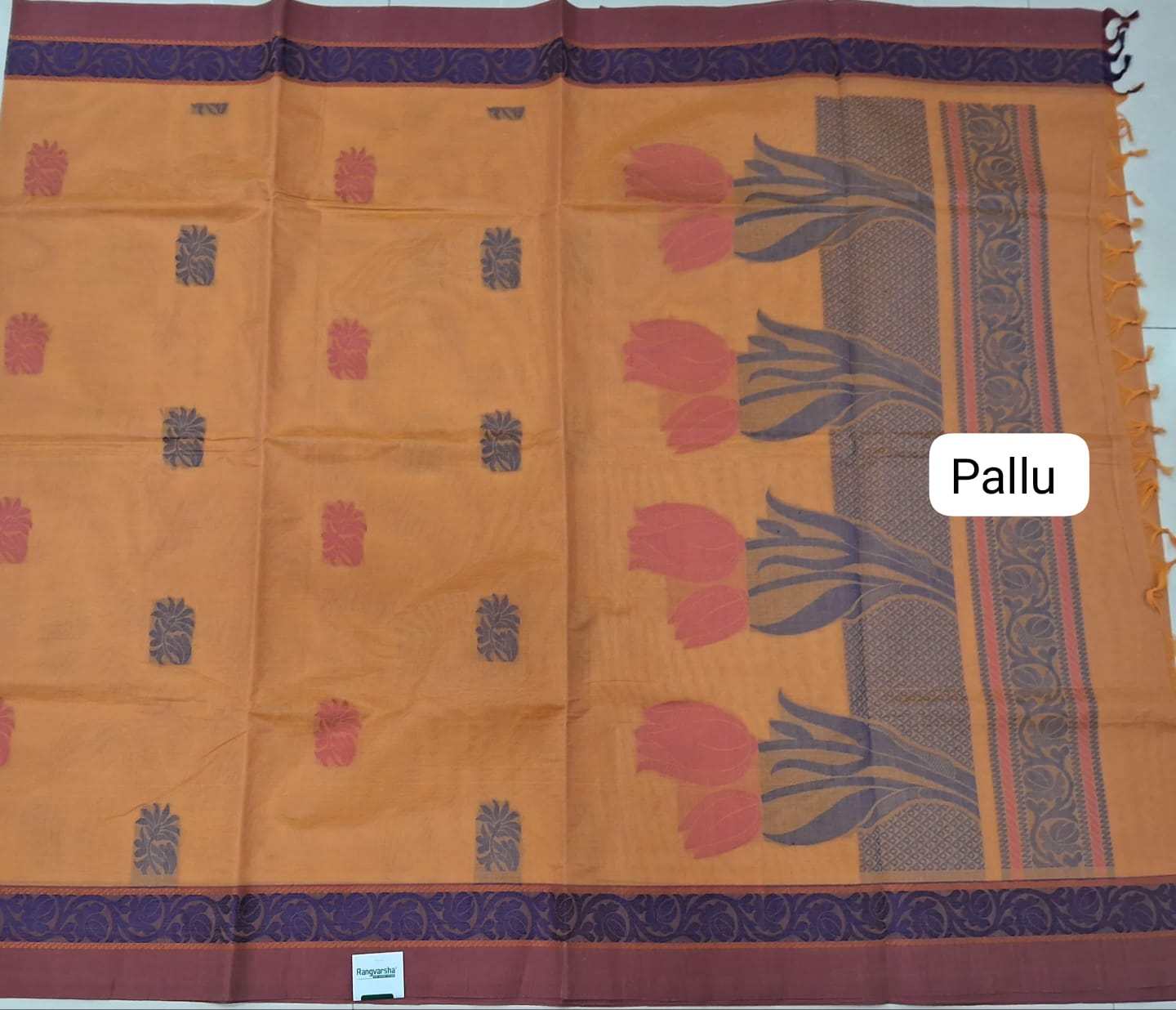 Yellow Korvai Kanchi Cotton Saree pallu
