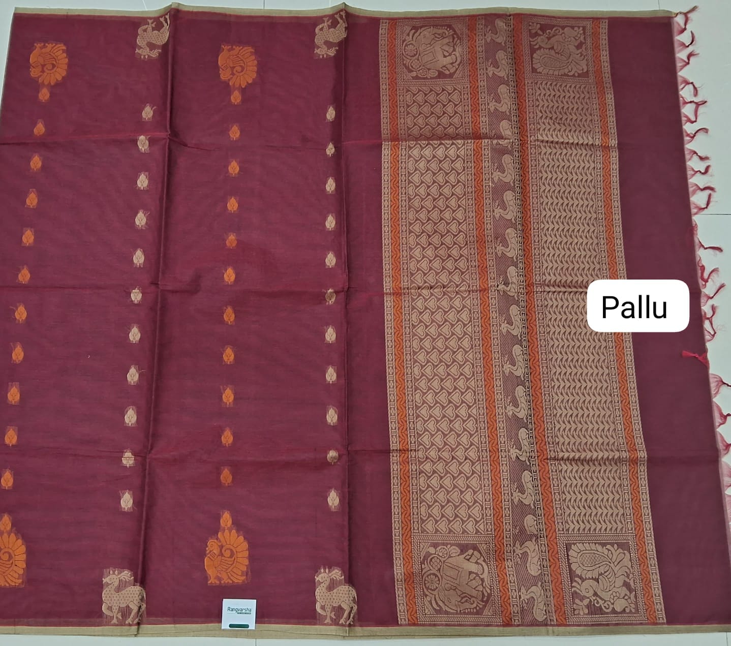 Maroon Kanchi Cotton Saree pallu