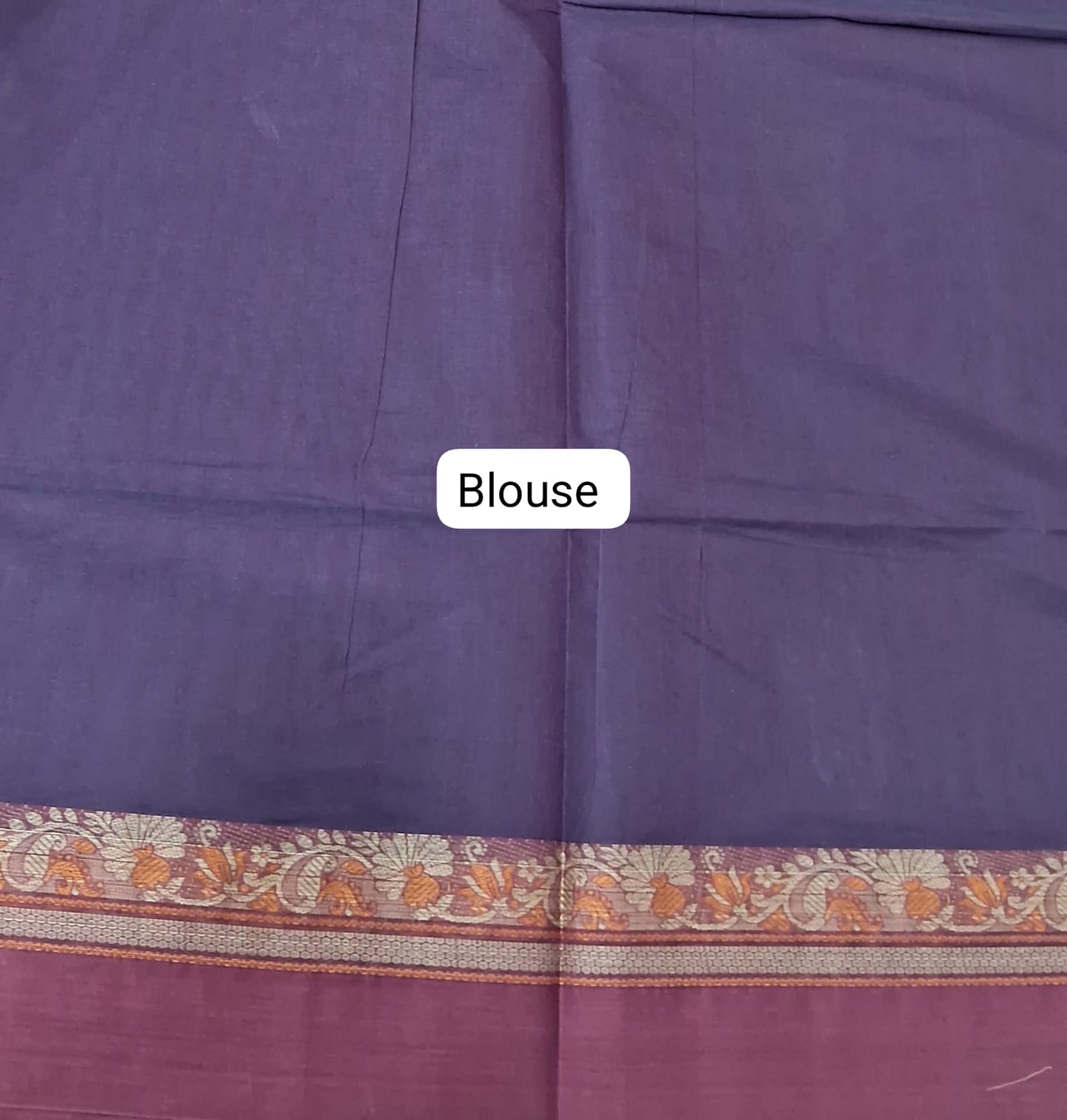 Dark Blue Korvai Kanchi Cotton Saree blouse