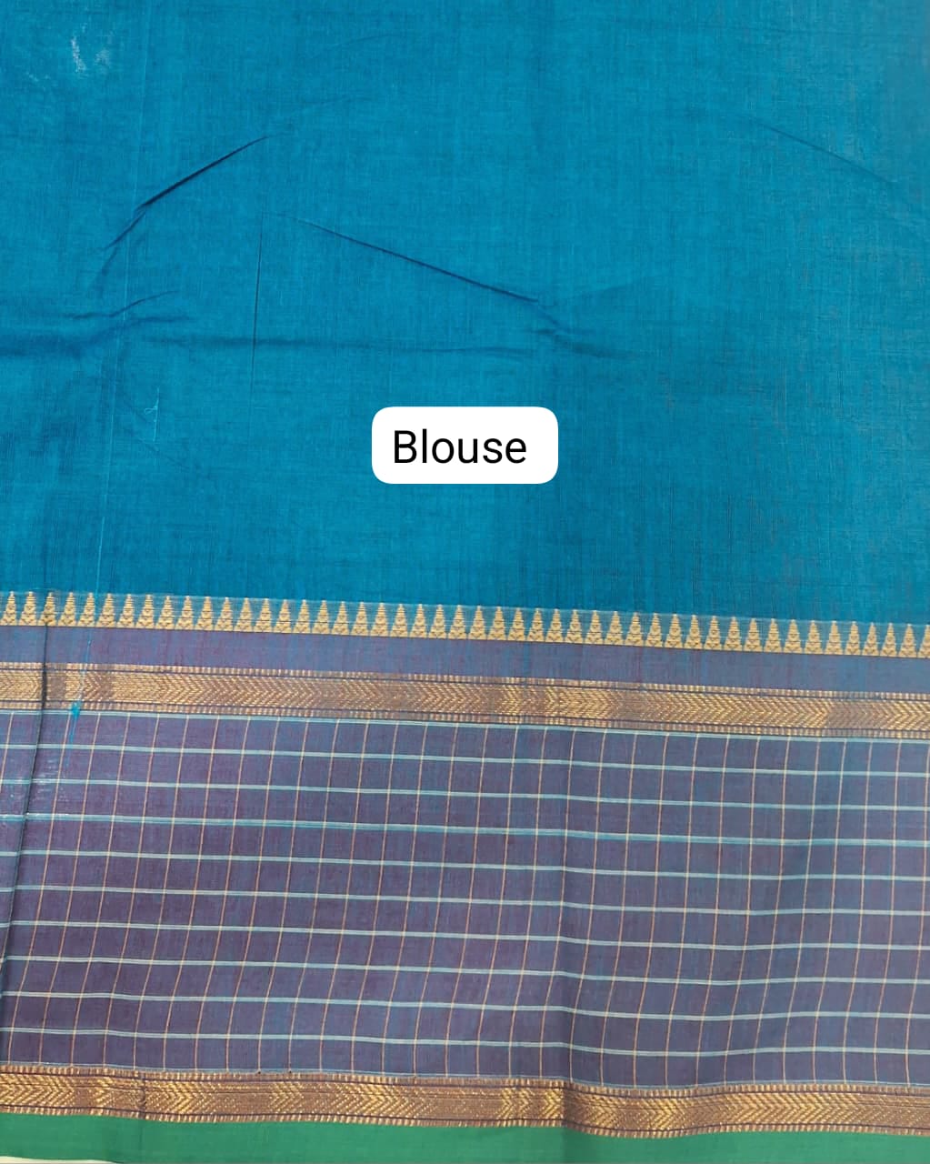 Blue Kanchi Cotton Saree blouse