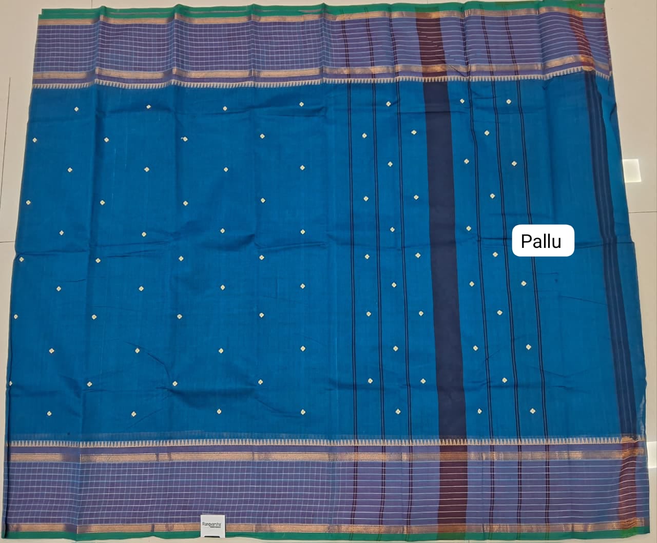 Blue Kanchi Cotton Saree pallu