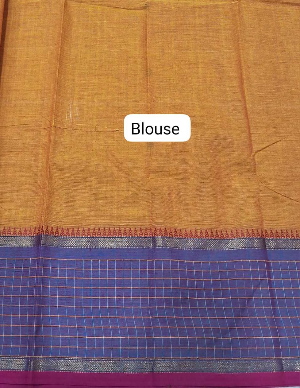 Orange Kanchi Cotton Saree blouse