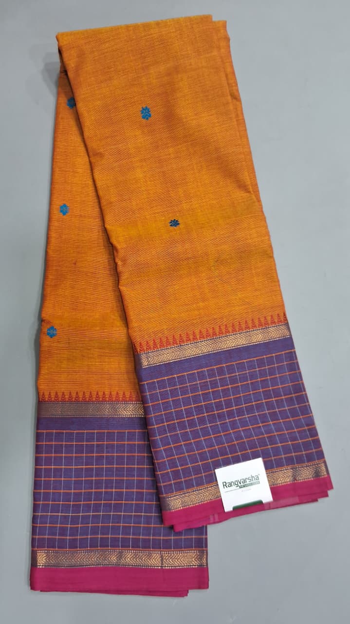 Orange Kanchi Cotton Saree