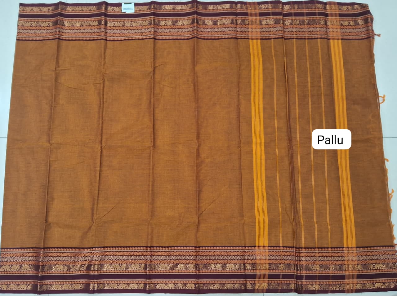 Earthy Orange Kanchi Cotton Saree pallu