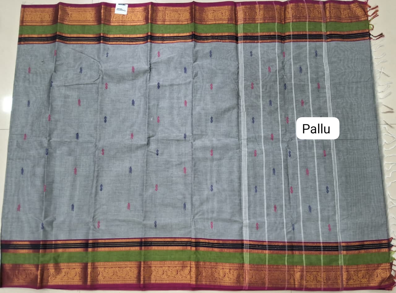 Light Grey Kanchi Cotton Saree pallu