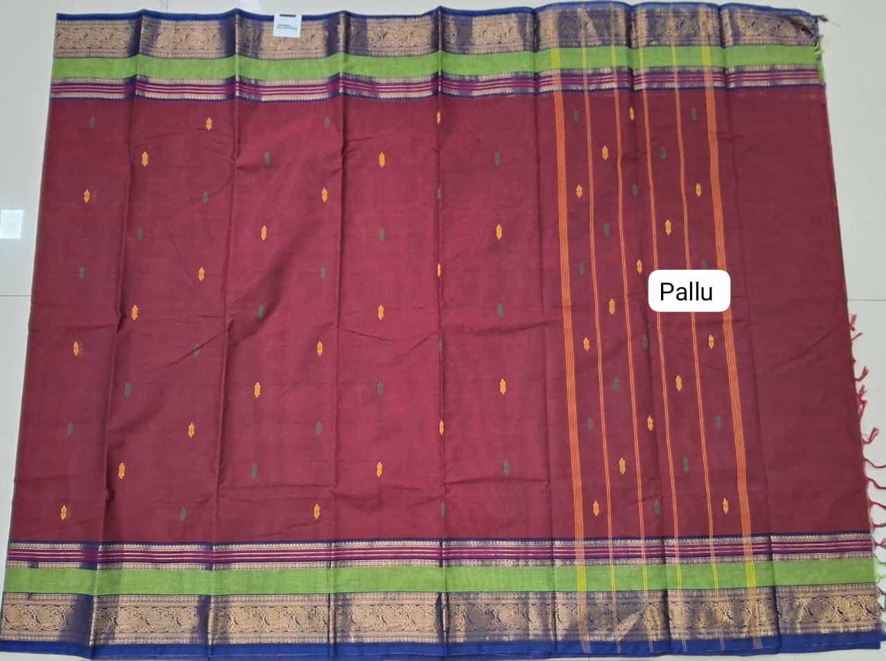 Maroon Kanchi Cotton Saree pallu