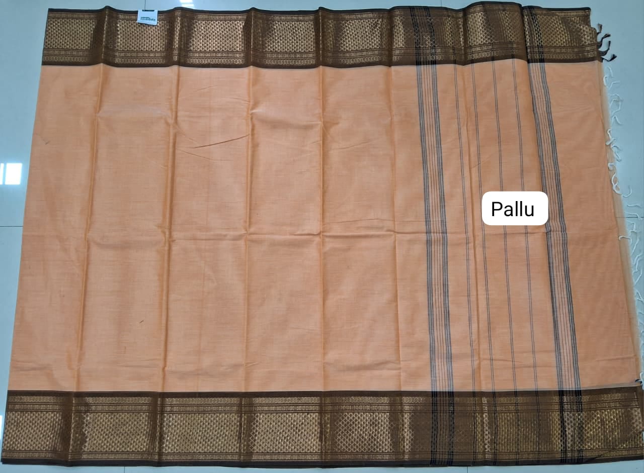 Peach Kanchi Cotton Saree pallu
