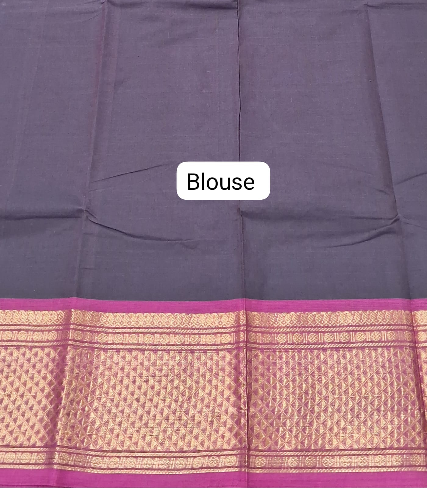 Dark Navy Blue Kanchi Cotton Saree blouse