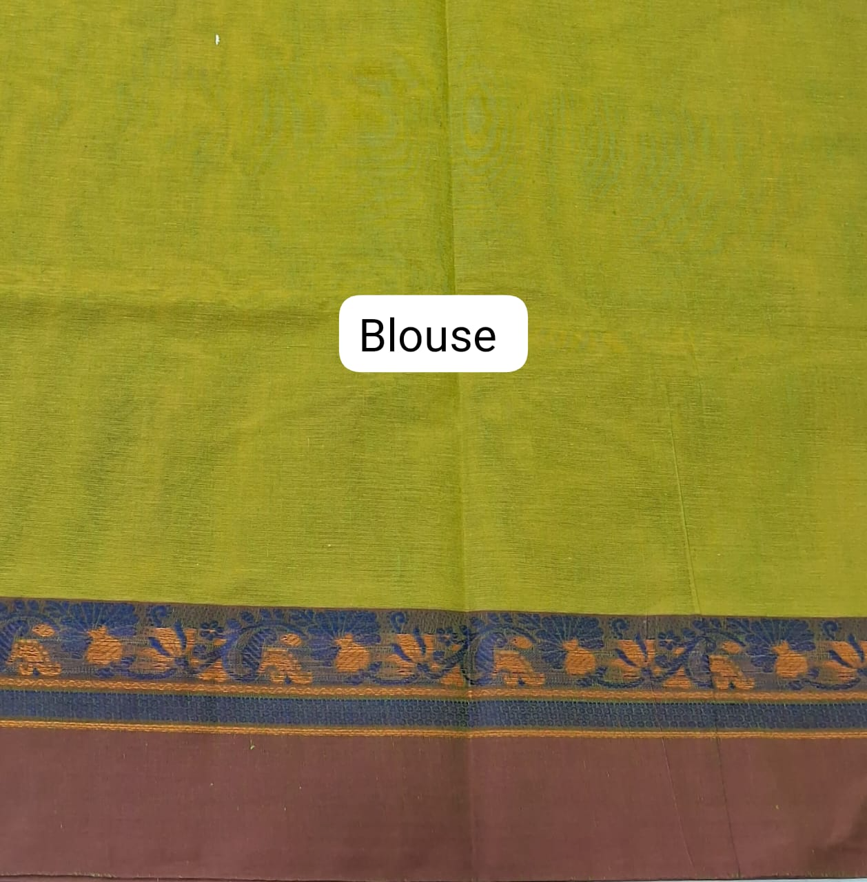 Olive Green Kanchi Cotton Saree blouse