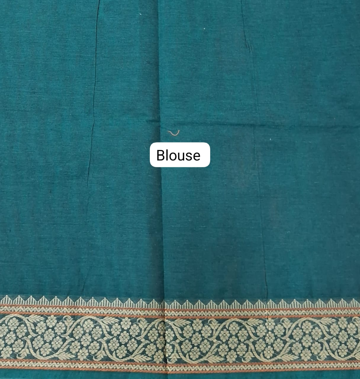 Dark Teal Blue Kanchi Cotton Saree blouse