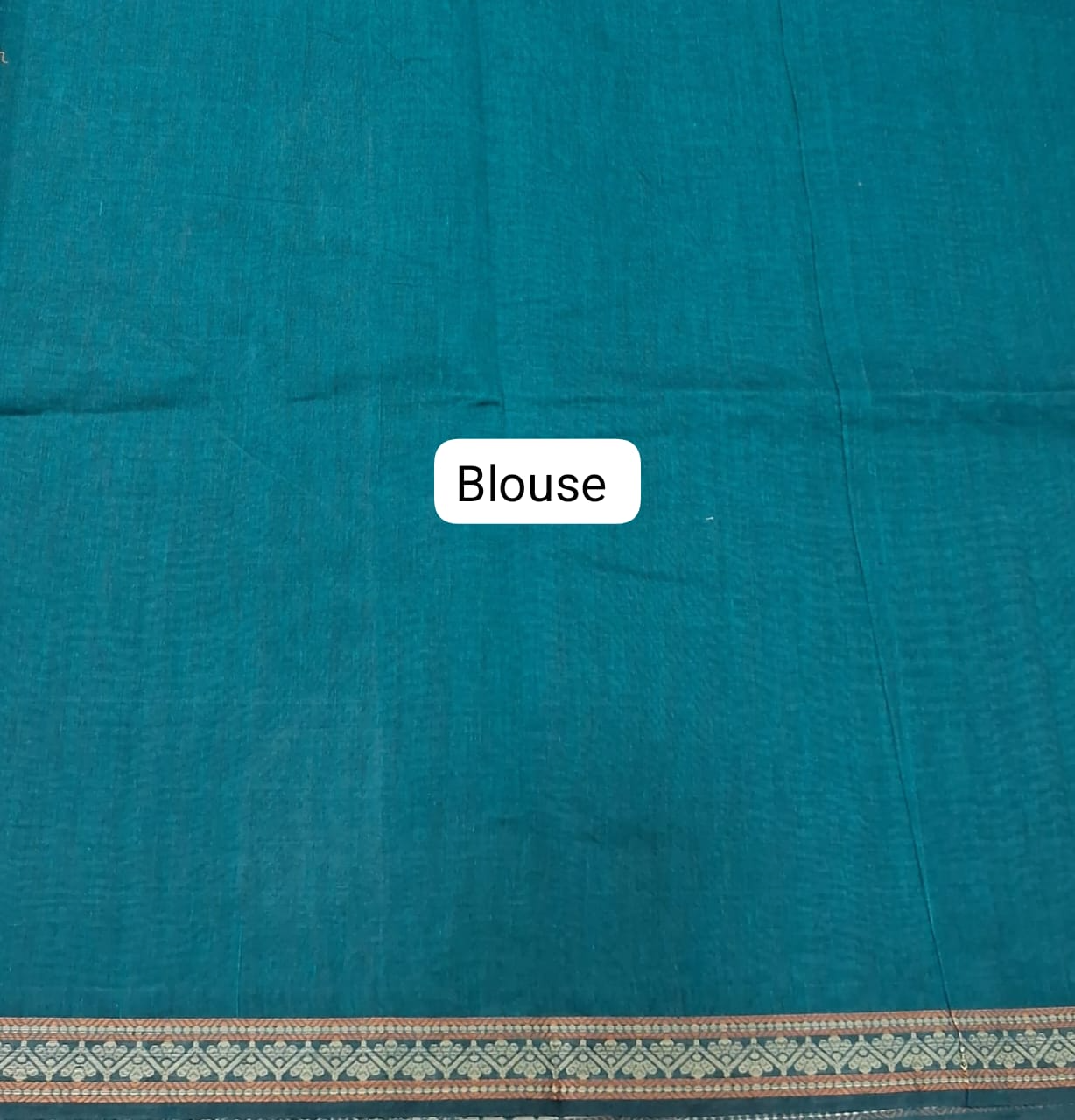 Teal Blue Kanchi Cotton Saree blouse