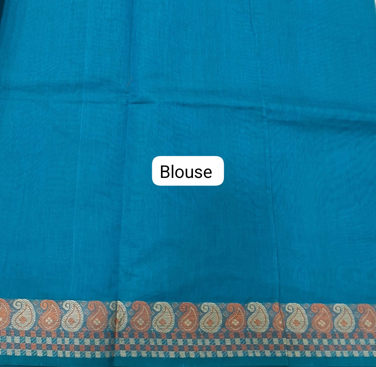 Caribbean Blue Kanchi Cotton Saree blouse