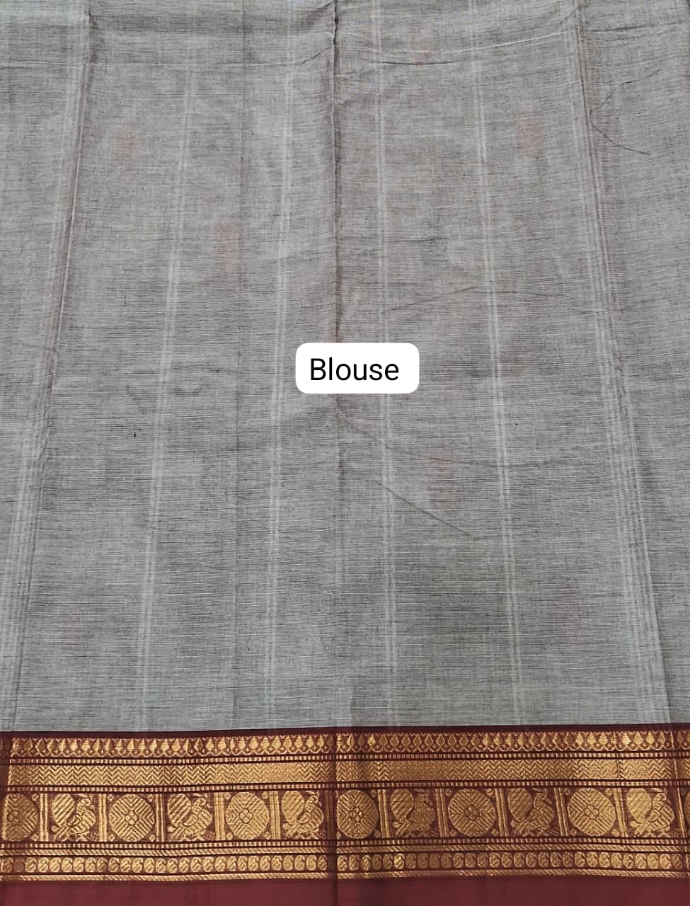 Earth Grey Kanchi Cotton Saree blouse