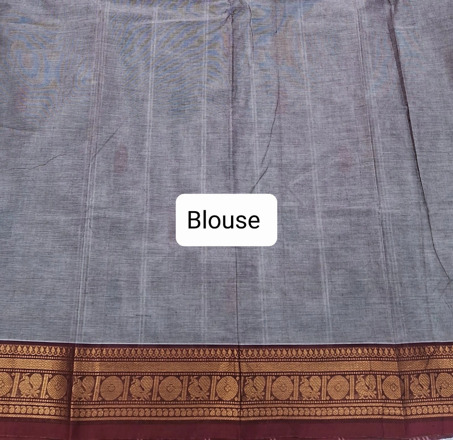 Earth Grey Kanchi Cotton Saree blouse