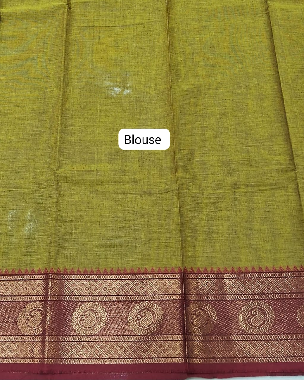 Olive Green Kanchi Cotton Saree blouse