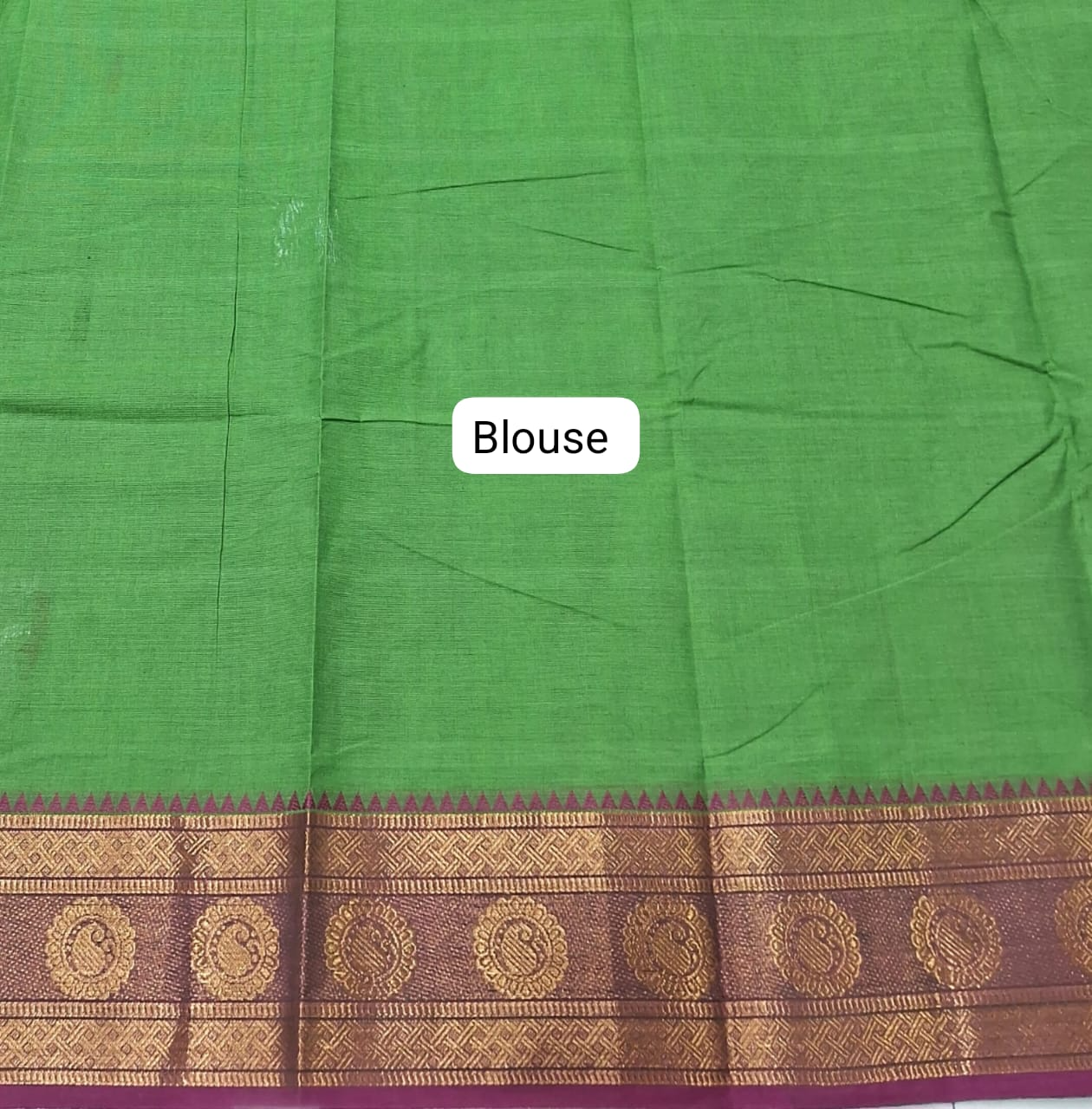 Green Kanchi Cotton Saree blouse