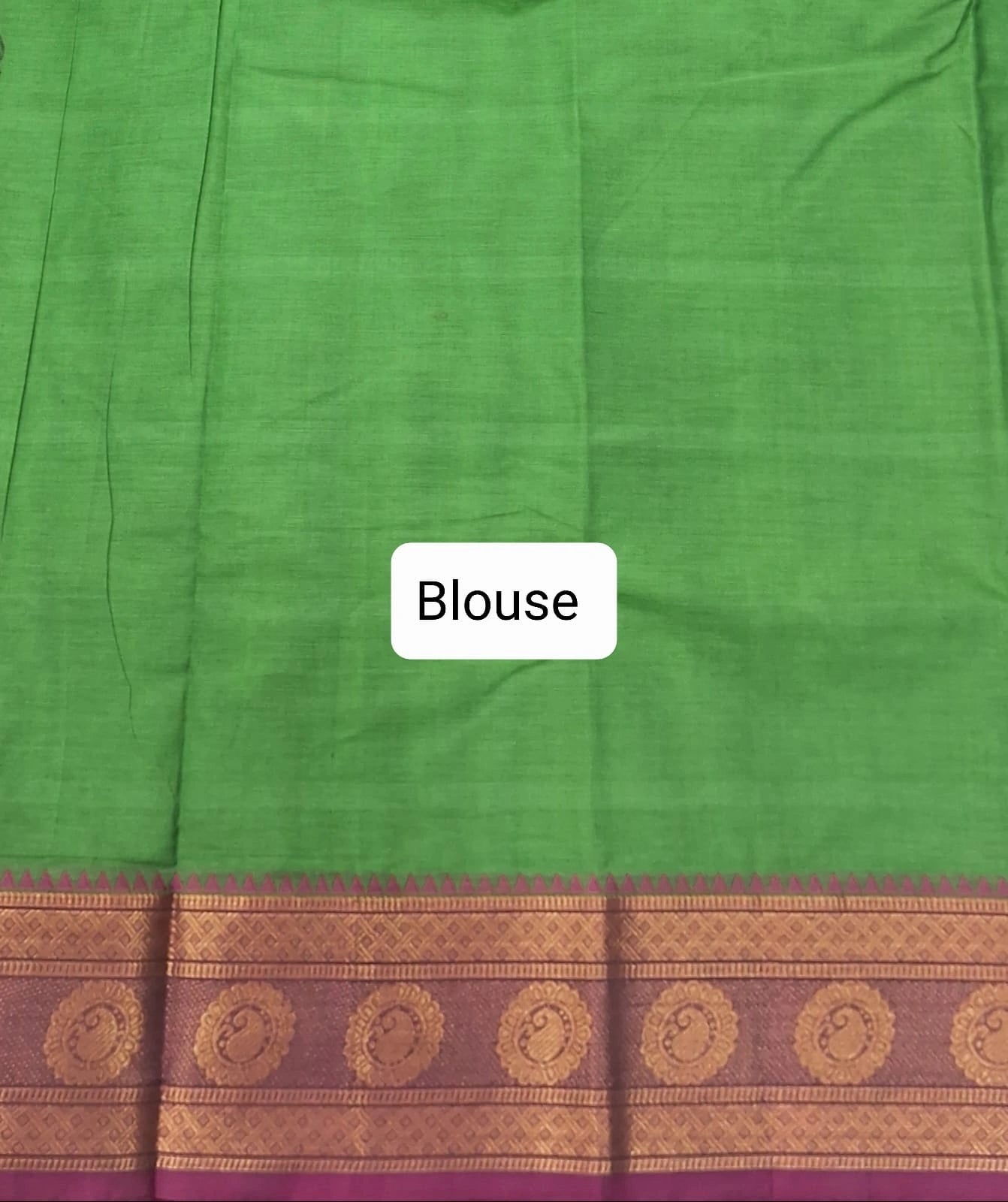 Green Kanchi Cotton Saree Blouse