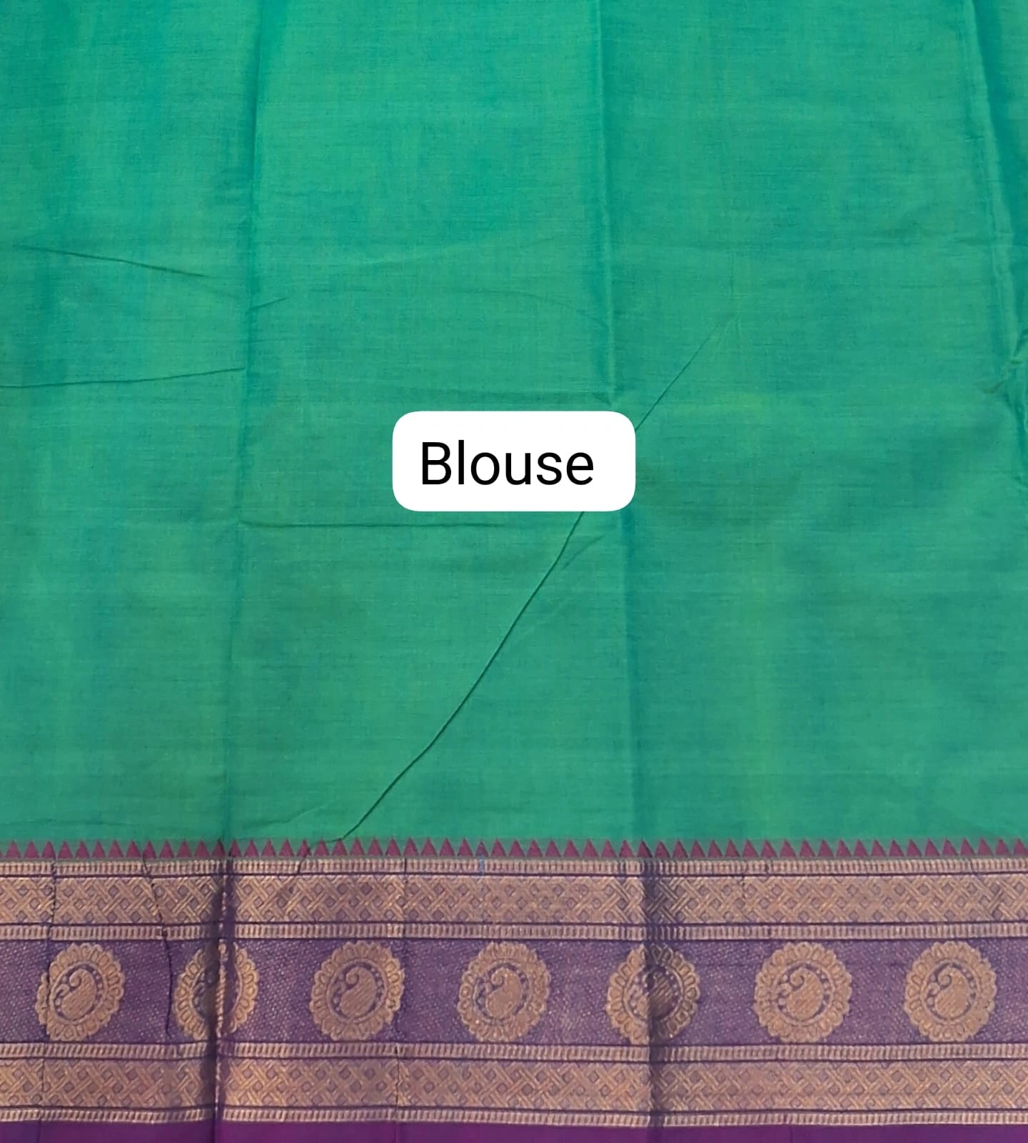 Elegant Sea Green Kanchi Cotton Saree Blouse
