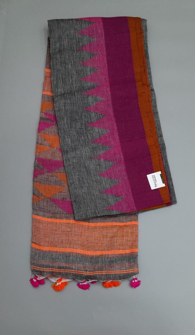 Grey Linen Saree