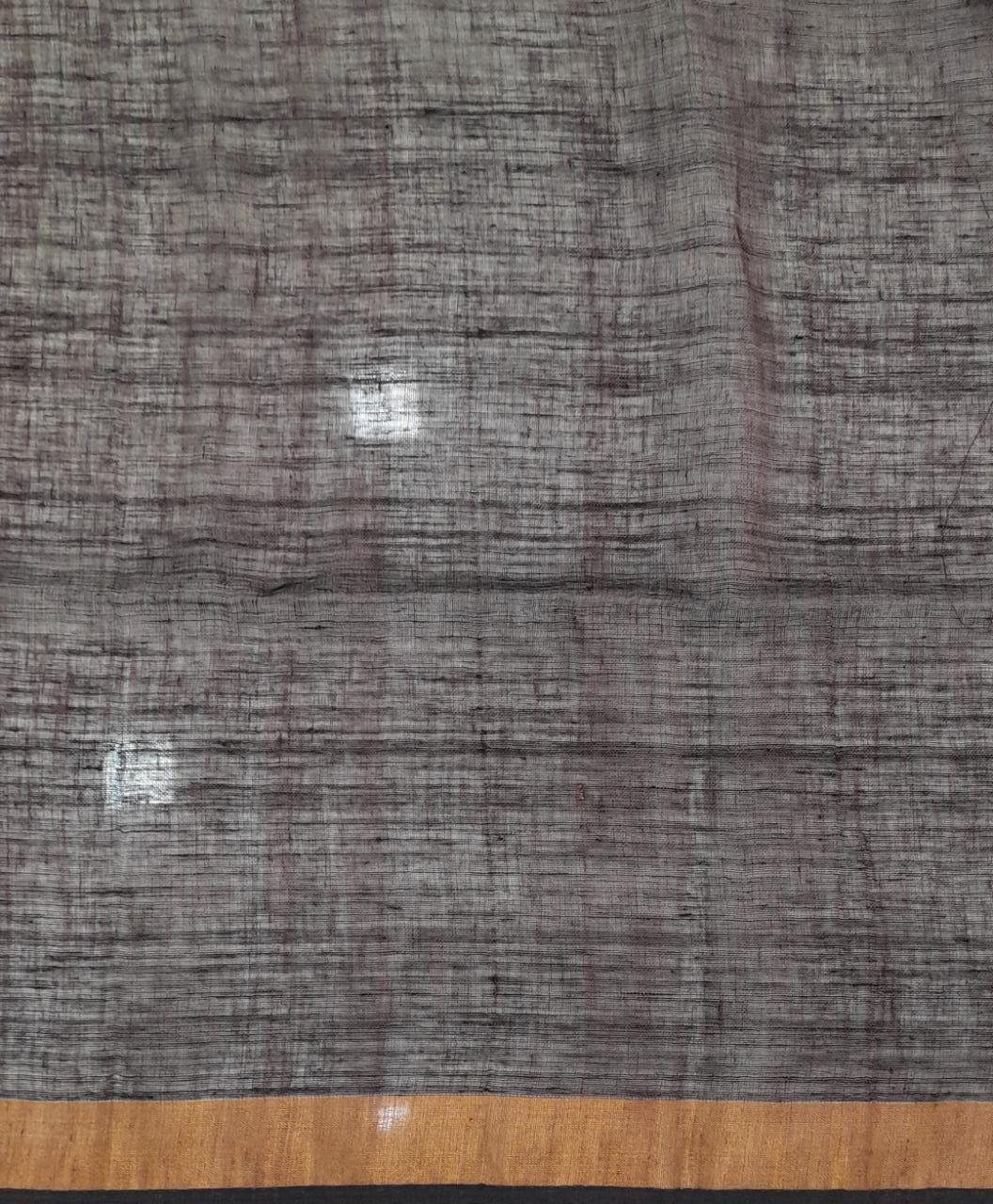 Brown Khadhi Linen Saree