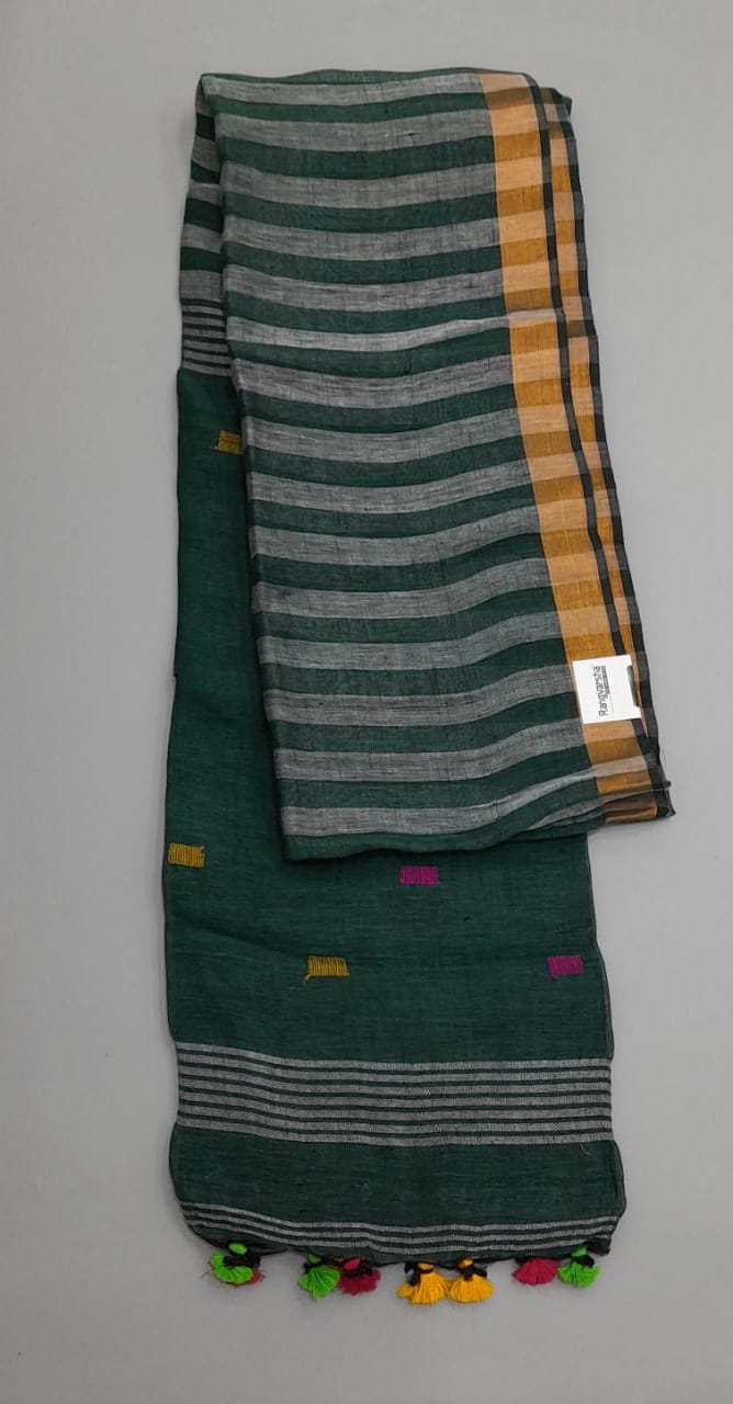 Sea green Khadhi Linen Saree