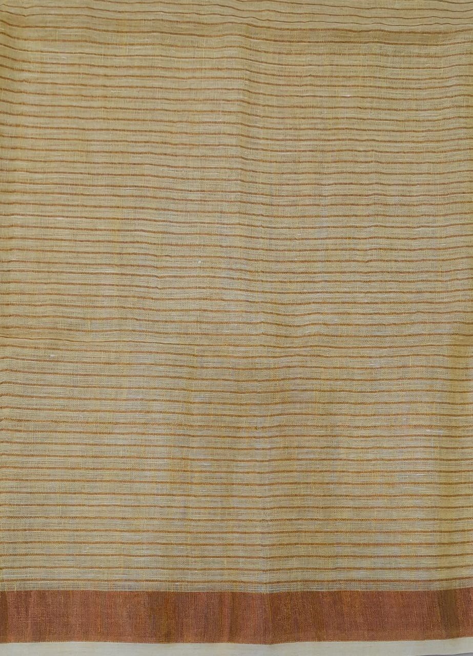 Light yellow Linen saree