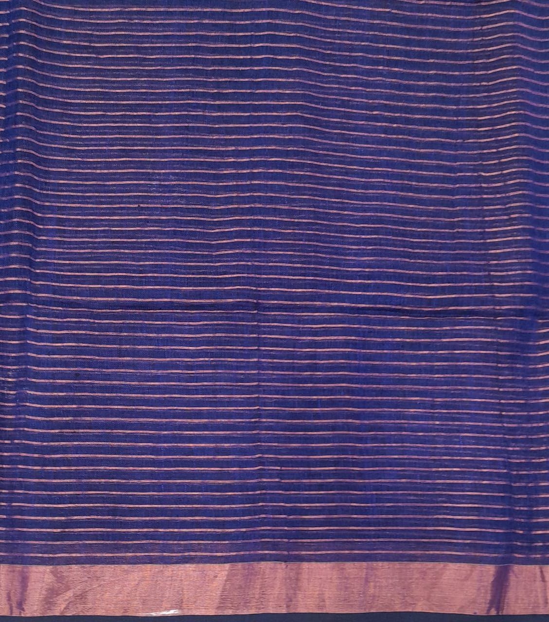 Royal blue Linen saree